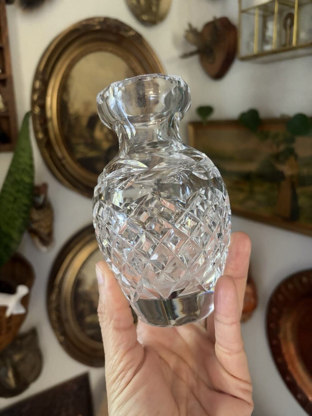 Vintage Crystal Vase Small Cut Crystal Bud Vase